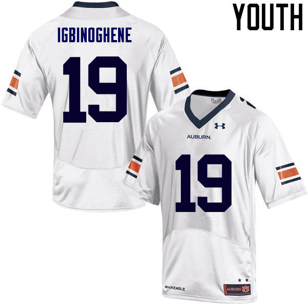 Auburn Tigers Youth Noah Igbinoghene #19 White Under Armour Stitched College NCAA Authentic Football Jersey YLX2774DU